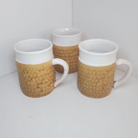 Vintage Rare 1964 Holt Howard Rope Mug Set Japan Unique Cottage Faux Braid - Picture 2 of 8